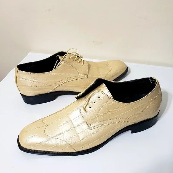 New Men’s Leather Formal Dress Shoes Size 11 Cream/Tan Oxford Tuxedo